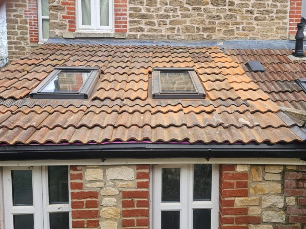 Single lap clay tiles on domestic property